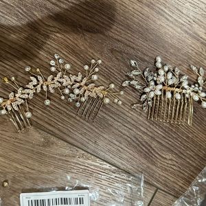 Gold pearl rhinestone Bridal Bride Formal hair combs
